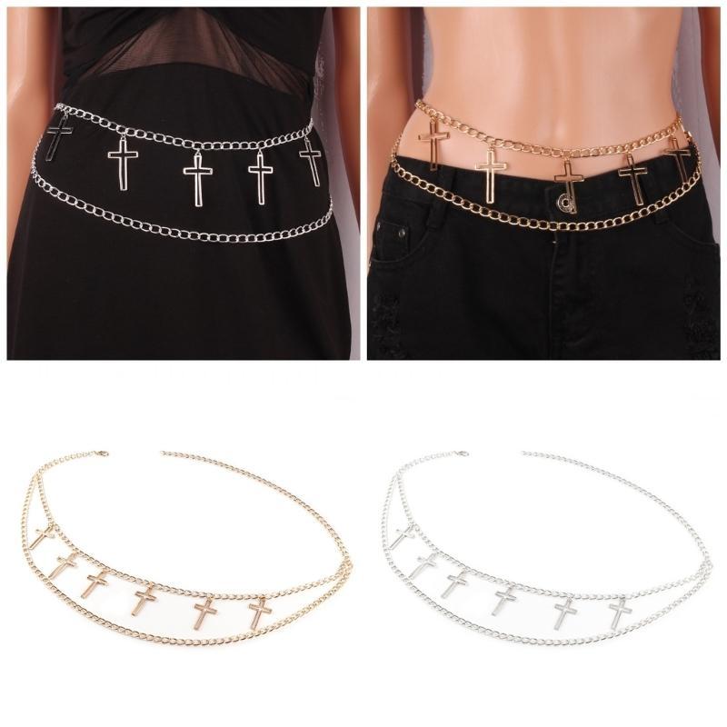 Women Formal Wear Belt - 39BD Cool Crossed Pendant Waist Chain