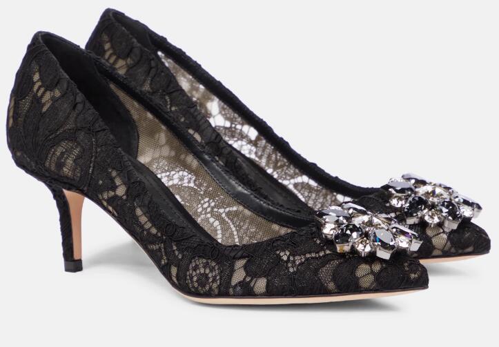 Women Formal Wear For Wedding - Glitter Flower Crystal Lace Pointed Toe
