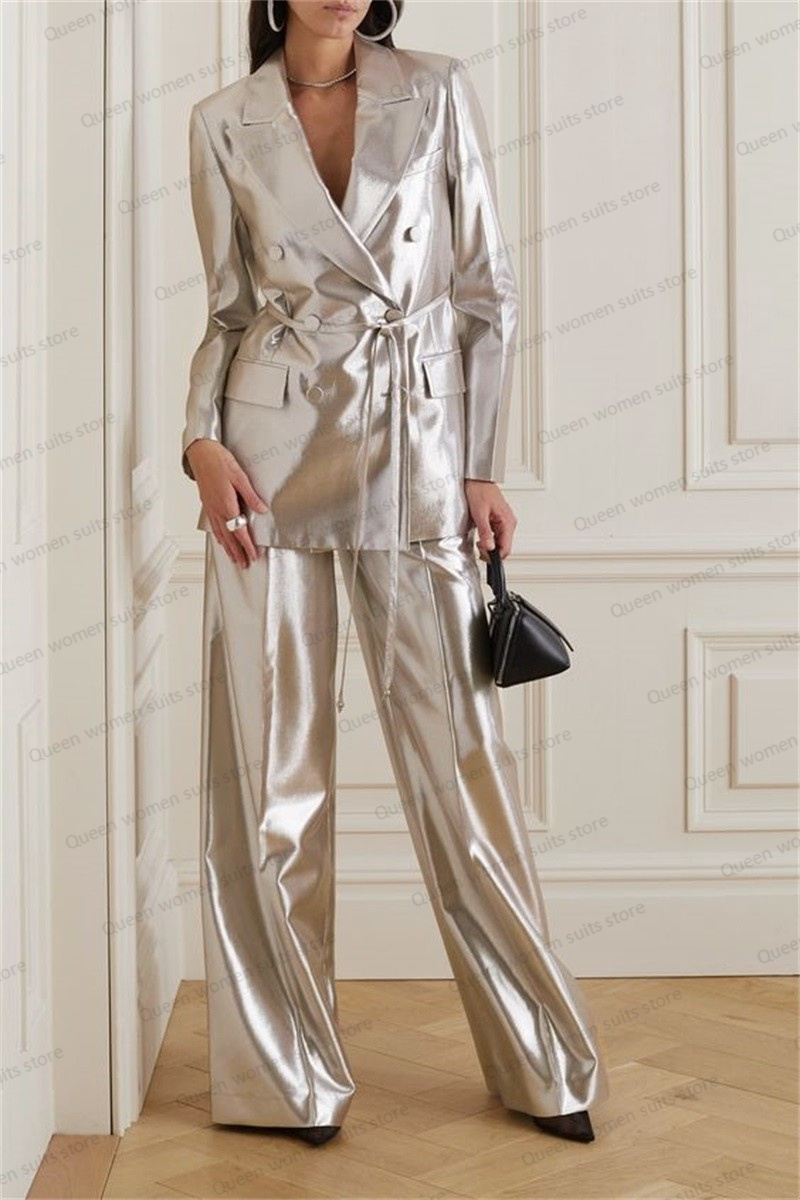Women Formal Wear Belt - Shiny Satin Wedding Women Suit Set