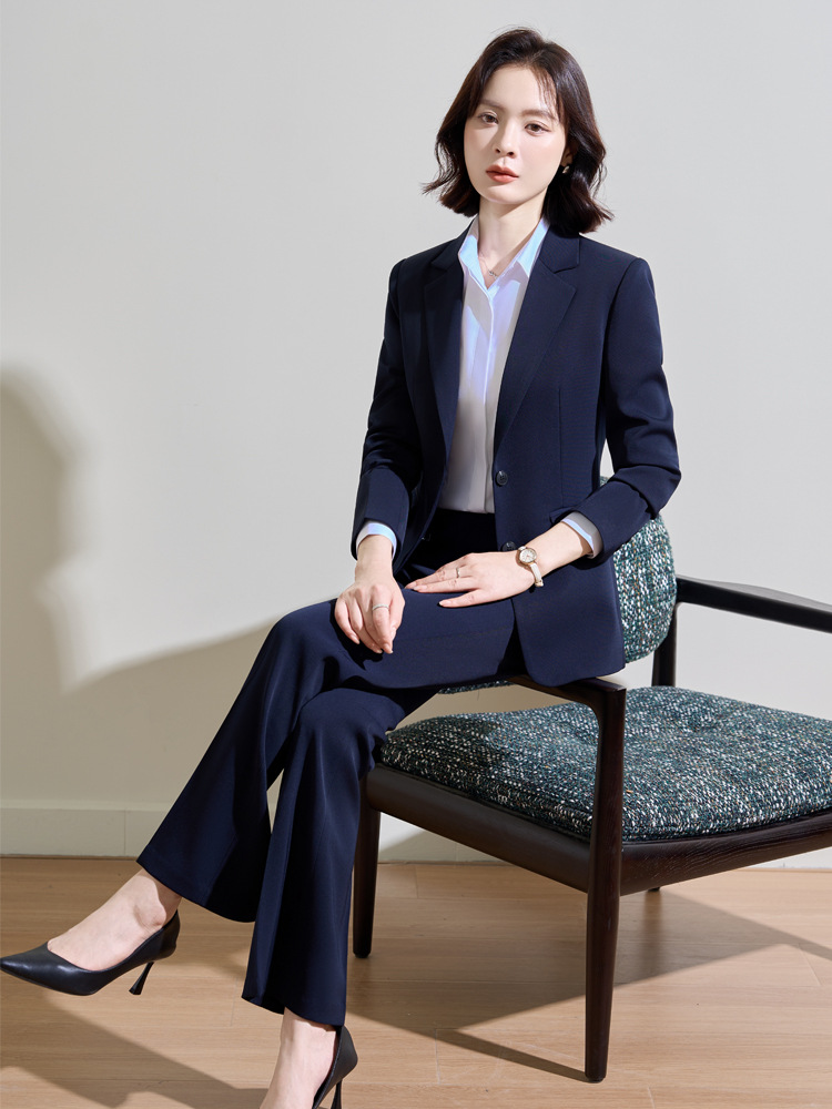 Women'S Formal Wear Pantsuits - Navy blue professional suit for women,