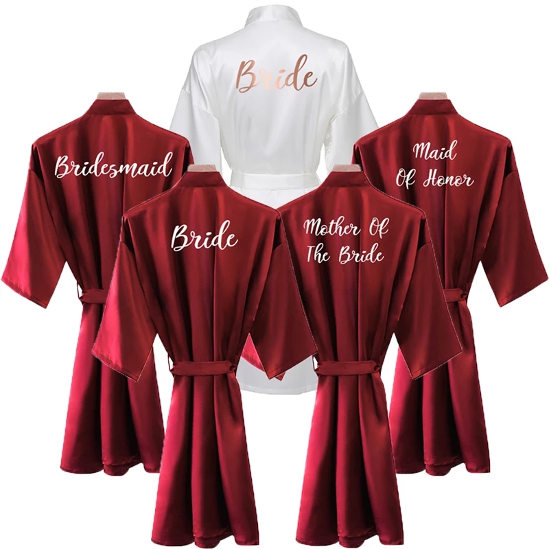 Women'S Formal Wear Wedding - Bride Robe Women Burgundy Robe Satin