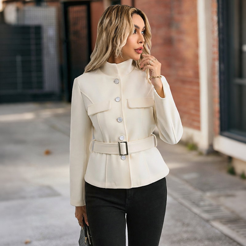 Women White Mock Neck Belted J - Women Formal Wear Belt 评论和价格