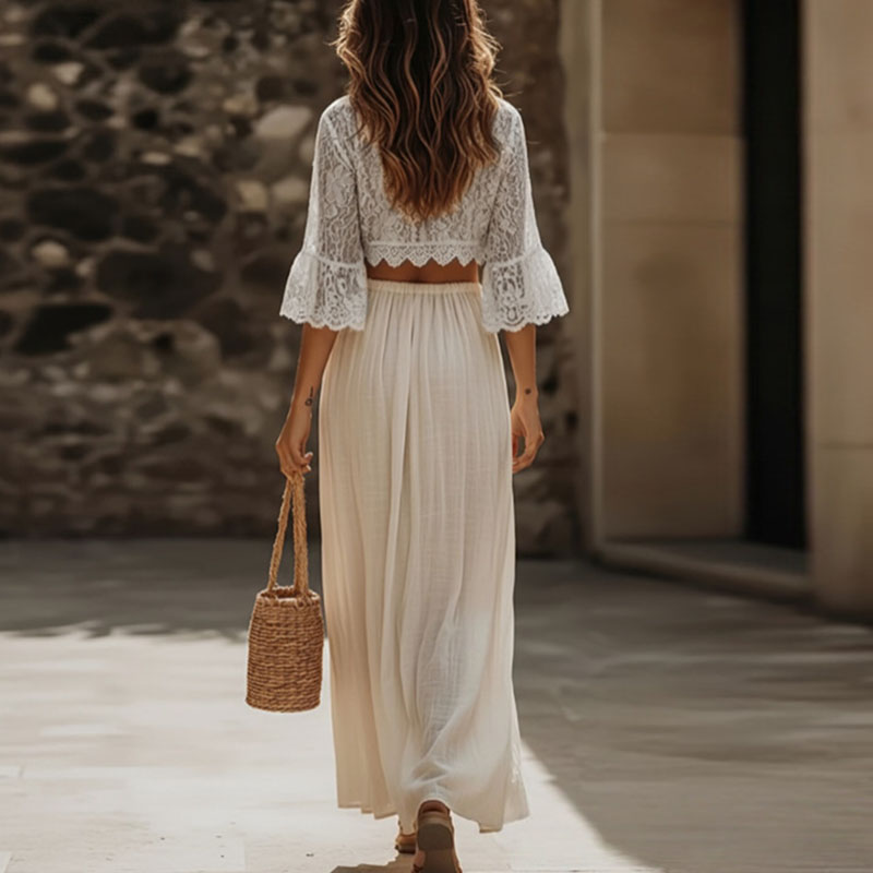 Womens Bohemian Lace Two Piece - Female Formal Wear 评论和价格