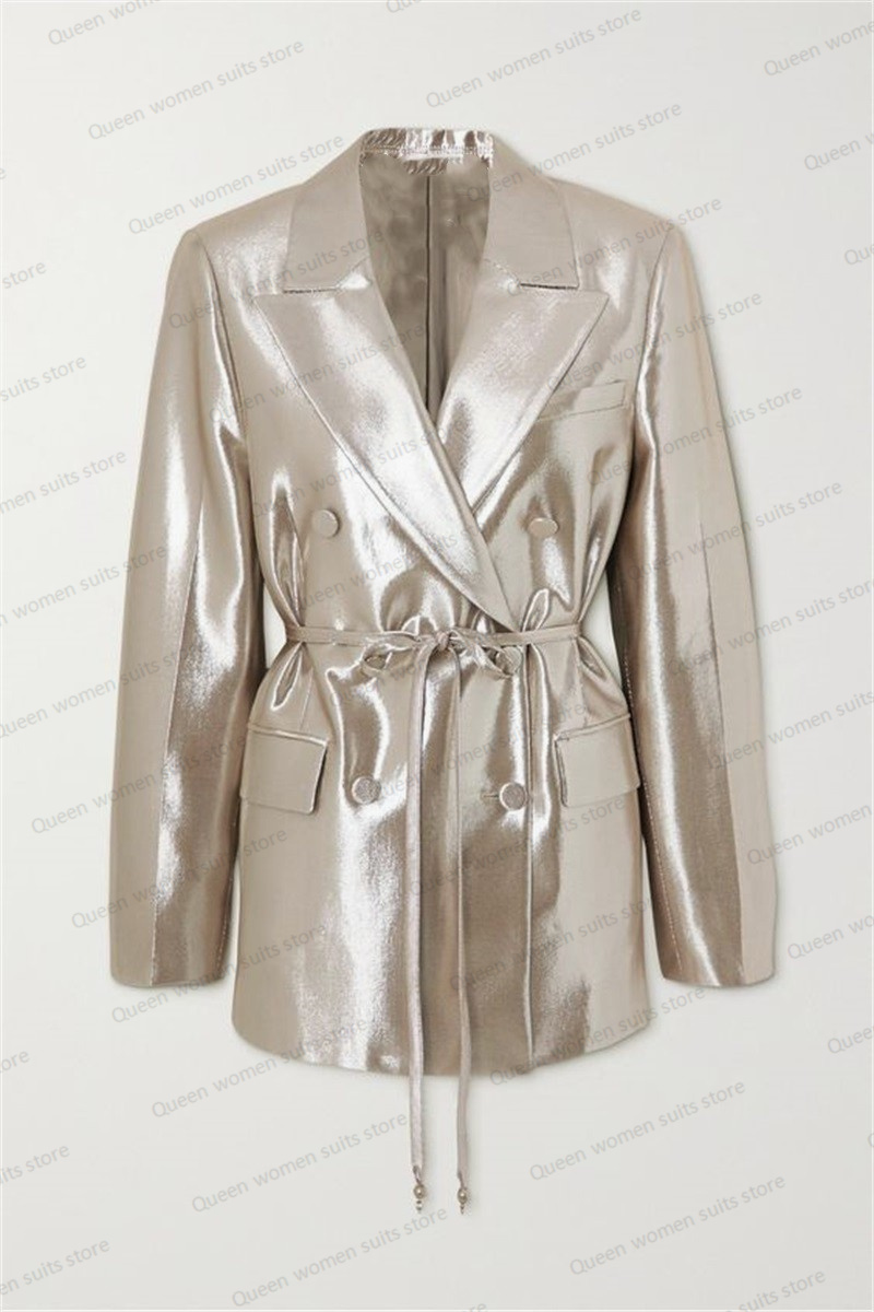 Shiny Satin Wedding Women Suit - Women Formal Wear Belt 评论和价格