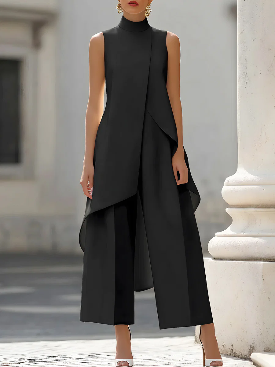 Sleeveless High Neck Asymmetri - Women Formal Wear Office 评论和价格