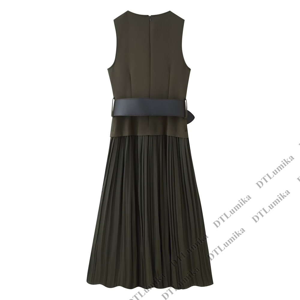 Women’s Olive Green Sleeveless - Women Formal Wear Belt 评论和价格
