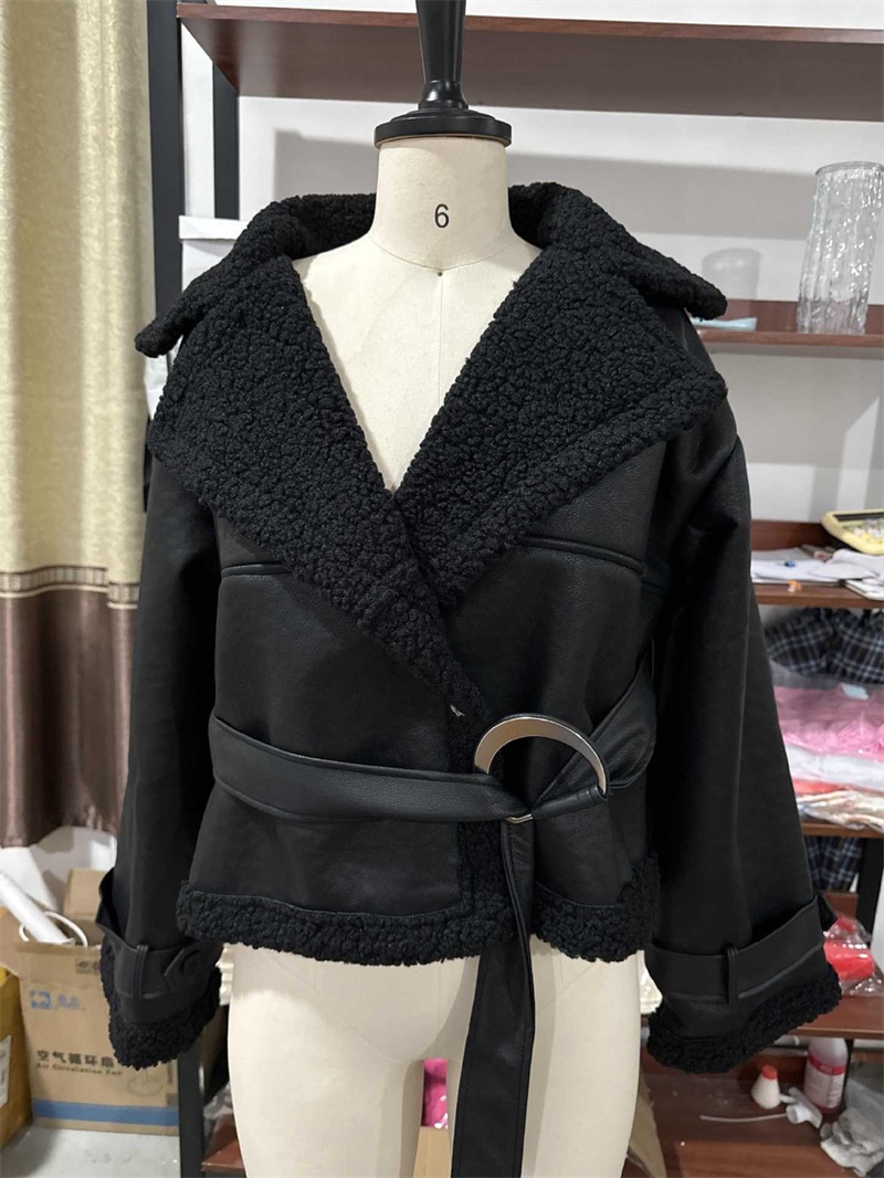 PU Leather Fur Black Women Jac - Women Formal Wear Belt 评论和价格
