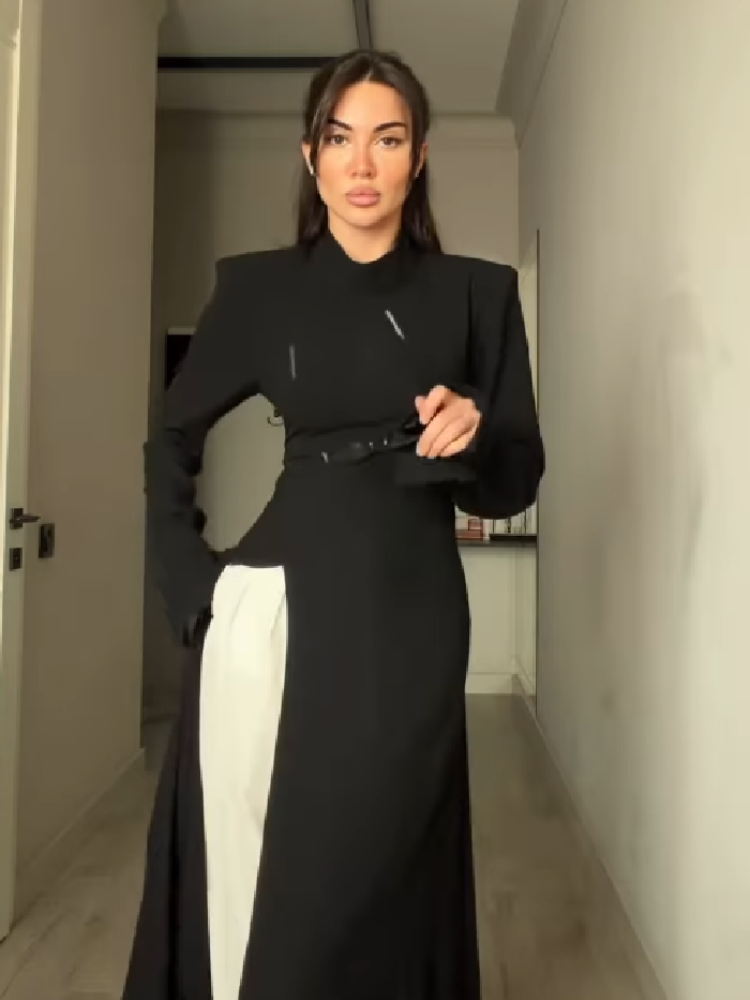 Women's Elegant High Neck Long - Women Formal Wear Office 评论和价格