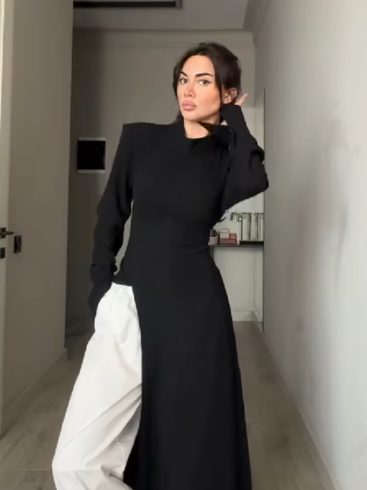 Women's Elegant High Neck Long - Women Formal Wear Office 评论和价格
