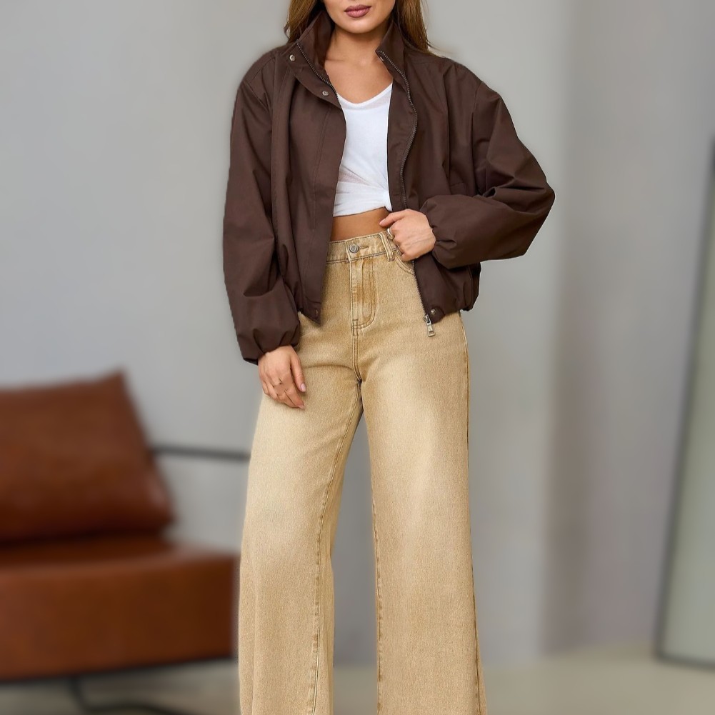 Womens Casual Stand Collar Jac - Women Formal Wear Office 评论和价格