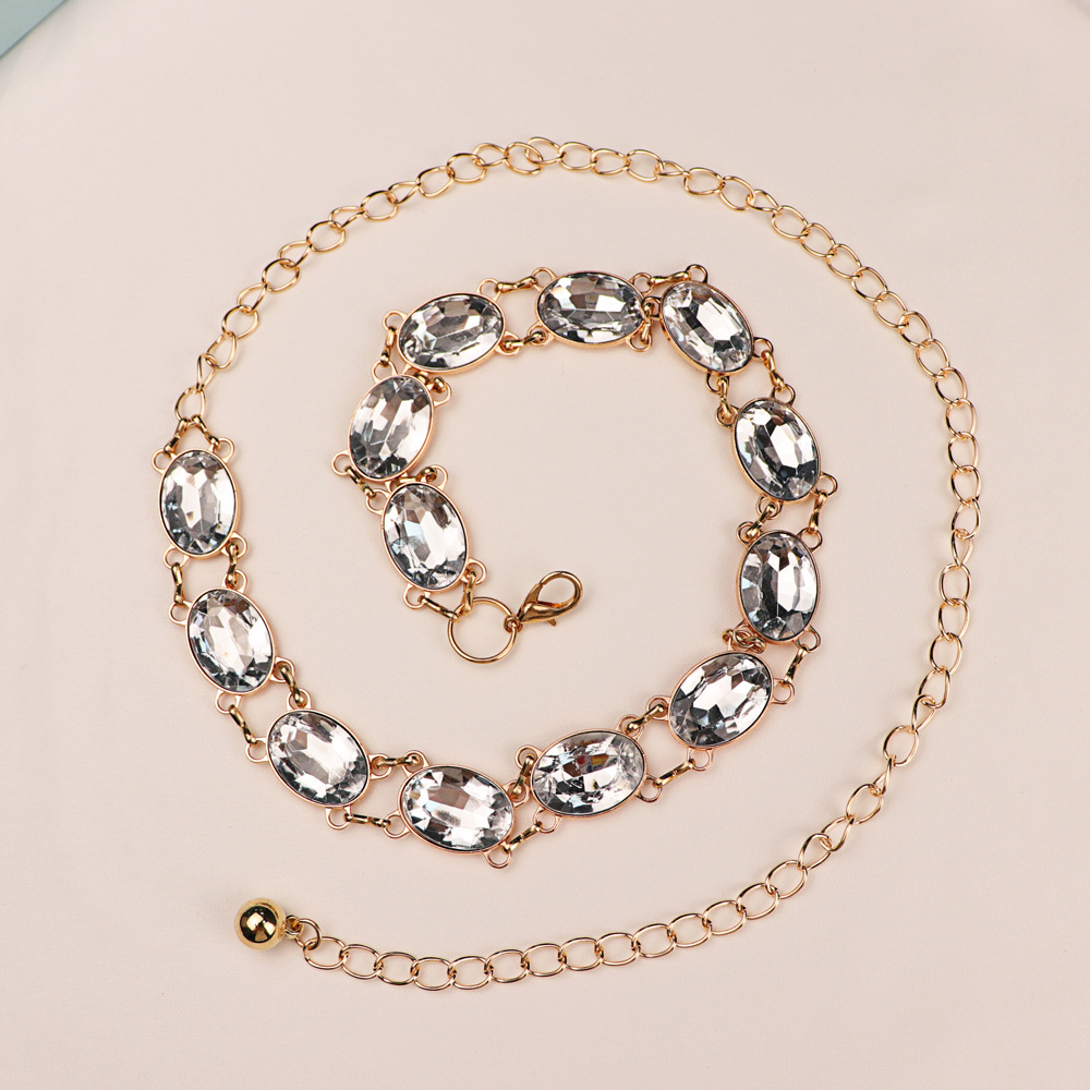 Chic Rhinestone Waist Chain Wo - Women Formal Wear Belt 评论和价格