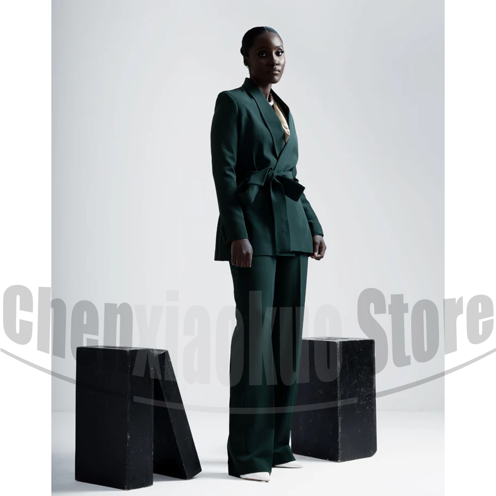 Women Suit Belted Blazer and W - Women Formal Wear Belt 评论和价格