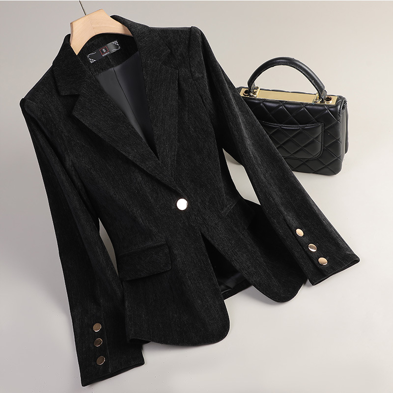 Yellow Gold Velvet Blazer Wome - Women Formal Wear Office 评论和价格