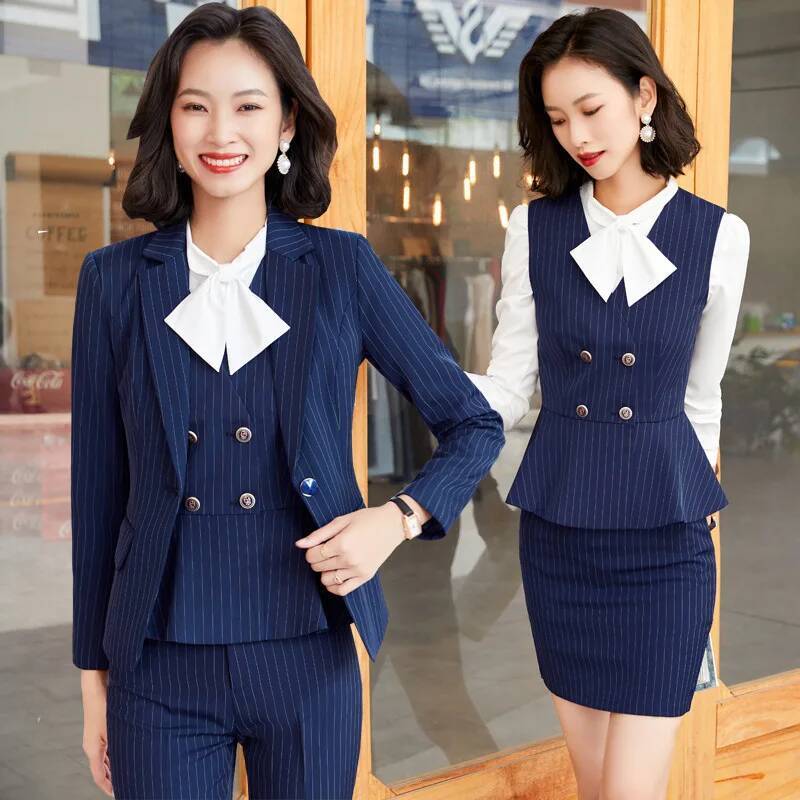 Fashion Striped Formal Busines - Women'S Formal Wear Pantsuits 评论和价格
