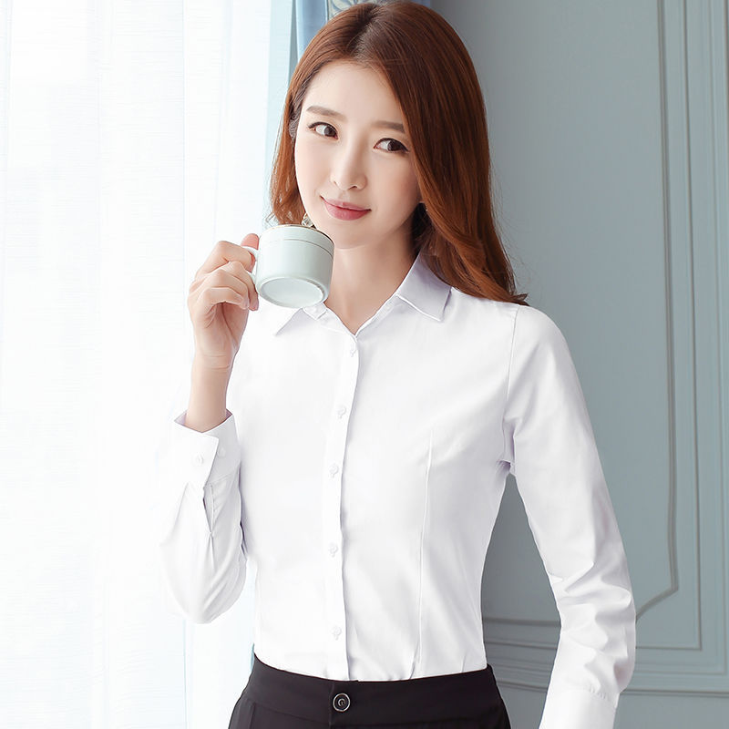 Korean Slim Black White Blouse - Women Formal Wear Office 评论和价格