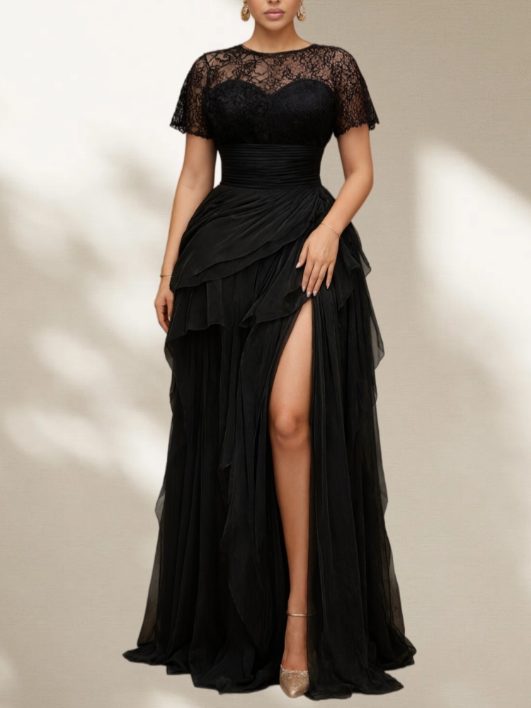 Elegant Plus Size Lace Mesh Ev - Female Formal Wear 评论和价格