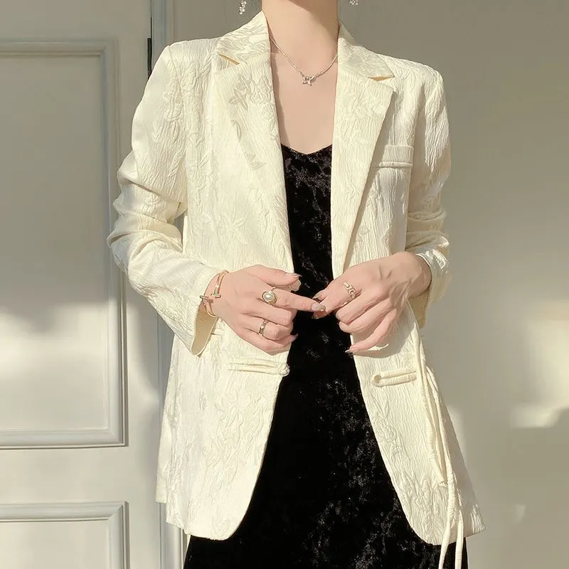 Women's White Textured Blazer  - Women Formal Wear Office 评论和价格