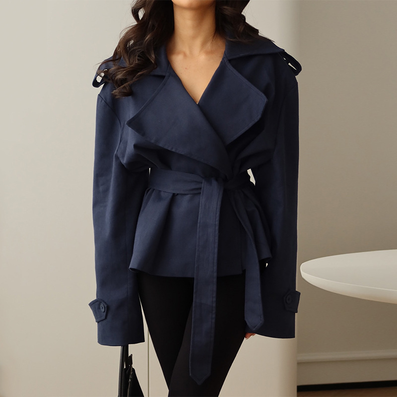 Autumn Navy Blue Women Suit 1  - Women Formal Wear Belt 评论和价格