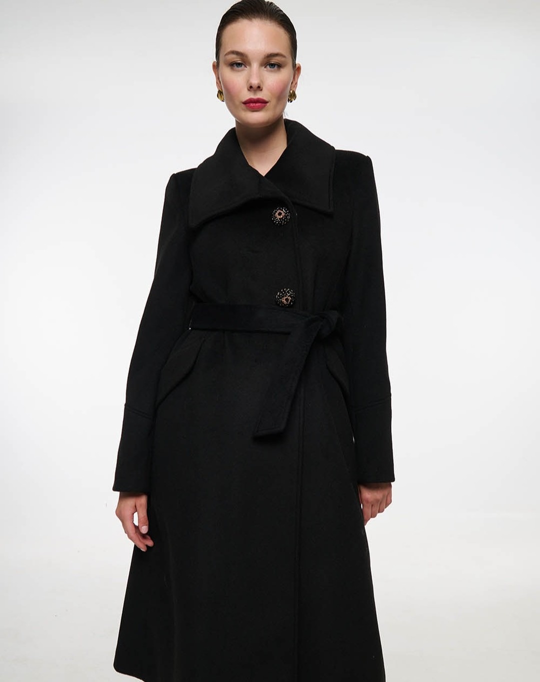 Vintage Black Stand Collar Wom - Women Formal Wear Belt 评论和价格