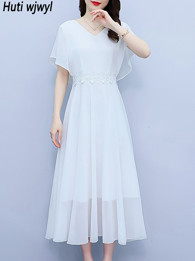 Summer White Chiffon Elegant P - Formal Wear Gowns For Women 评论和价格