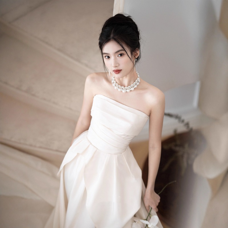 French Strapless Bride Engagem - Women Formal Wear For Wedding 评论和价格