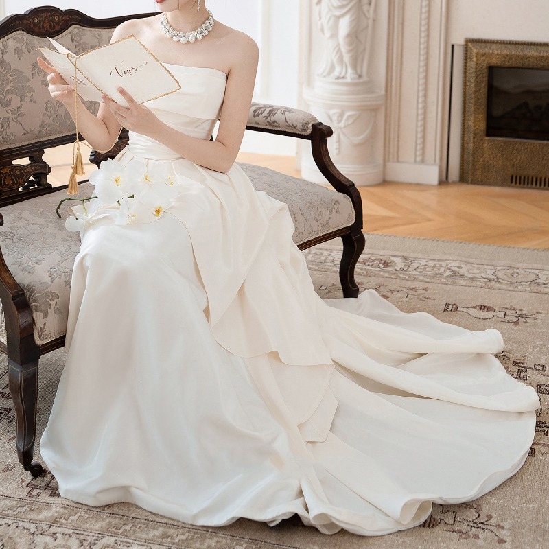 French Strapless Bride Engagem - Women Formal Wear For Wedding 评论和价格