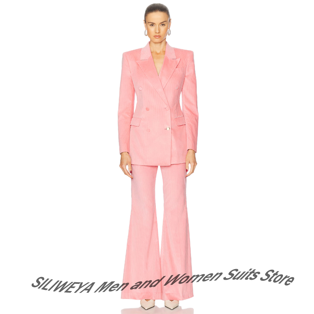 Feminine Pink Corduroy 2Piece  - Women Formal Wear Look 评论和价格
