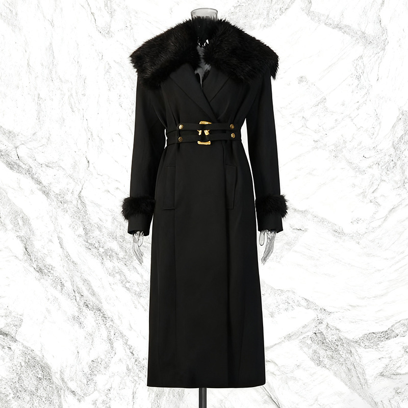 Fur Women Coat Windbreaker Bel - Women Formal Wear Belt 评论和价格